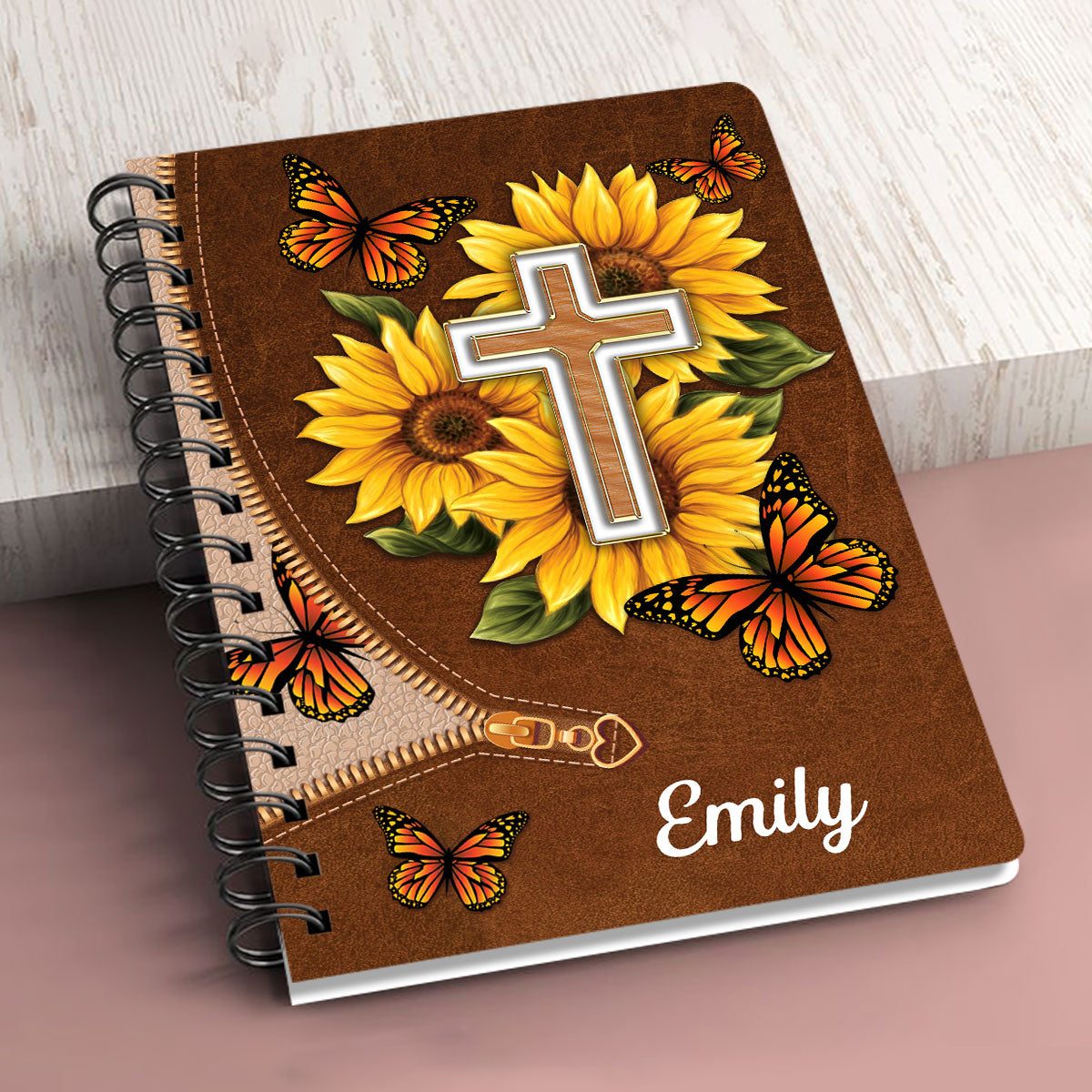 I Will Be Glad And Rejoice In You - Stunning Personalized Sunflower Spiral Journal NUH297