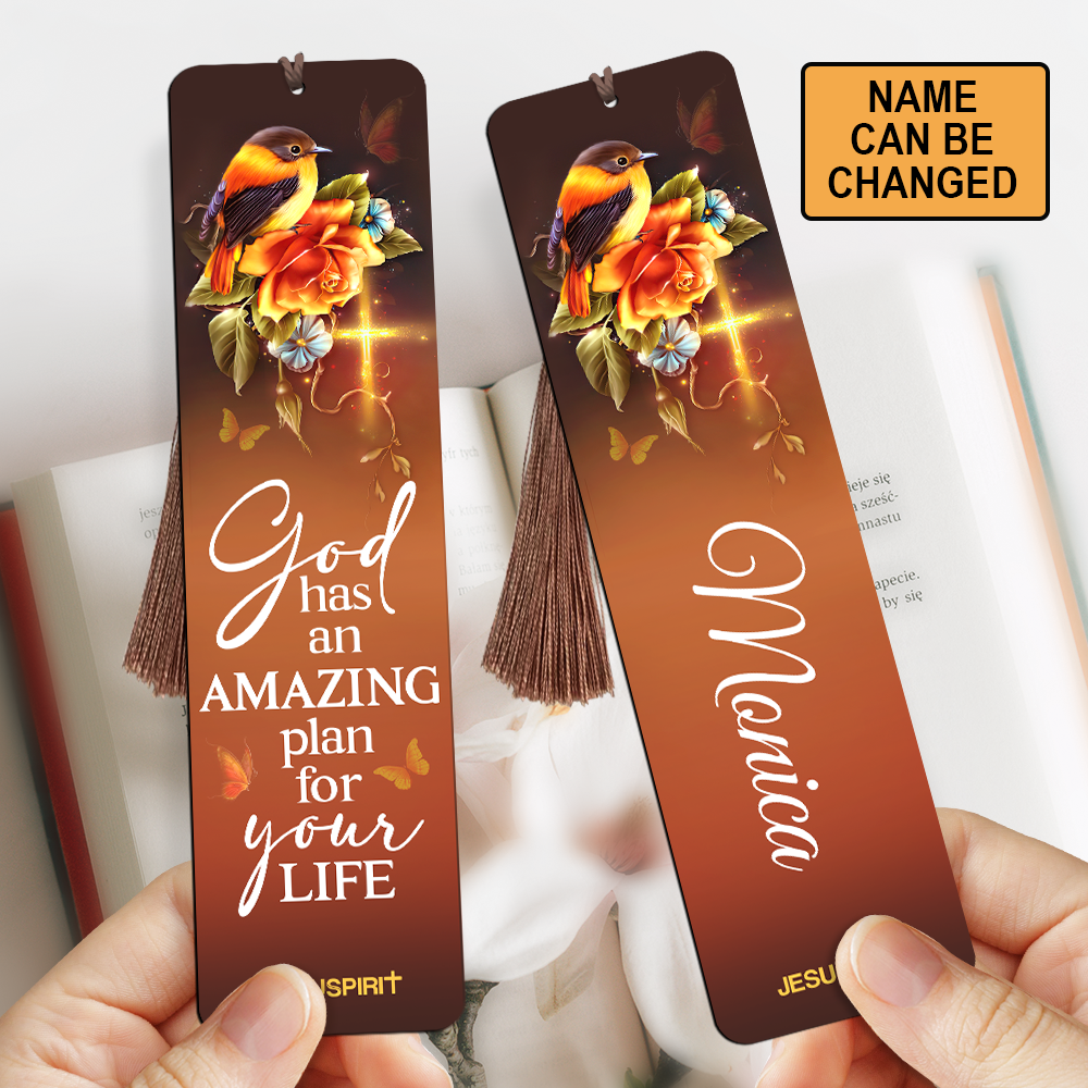 God Has An Amazing Plan For Your Life - Lovely Personalized Sunflower Wooden Bookmarks BM10