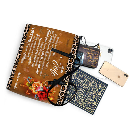 Meeting You Was  Fate - Meaningful Personalized Large Leather Tote Bag NUH268