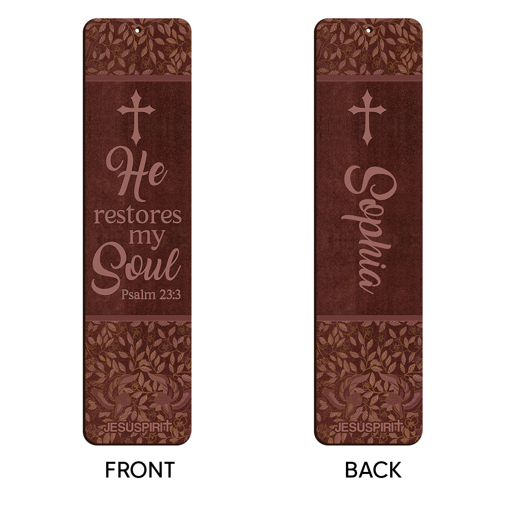 Unique Personalized Wooden Bookmarks - He Restores My Soul BM06