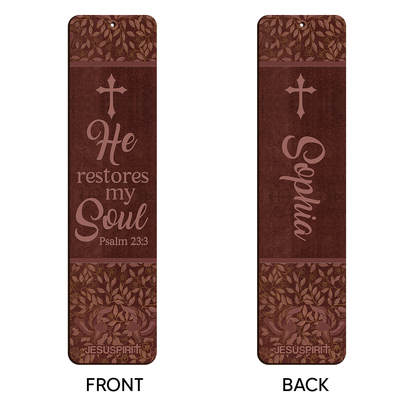 Unique Personalized Wooden Bookmarks - He Restores My Soul BM06