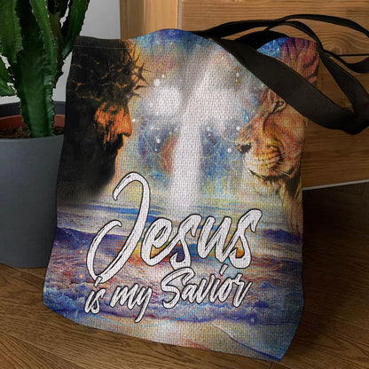 Pretty Lion And Cross Tote Bag - Jesus Is My Savior HO02