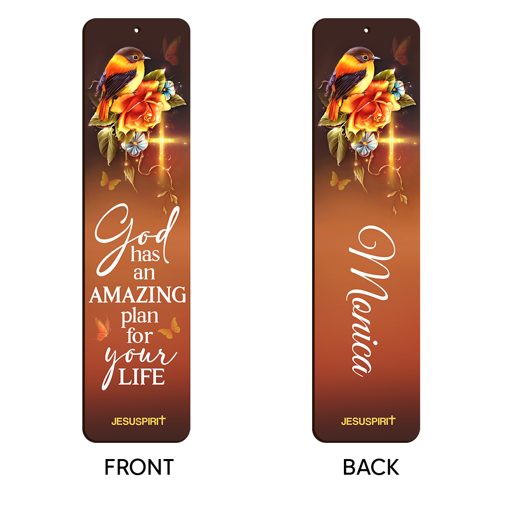 God Has An Amazing Plan For Your Life - Lovely Personalized Sunflower Wooden Bookmarks BM10