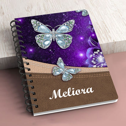 Pretty Personalized Butterfly Spiral Journal I08