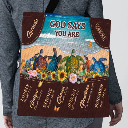 Pretty Personalized Tote Bag - God Says You Are Unique M13