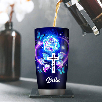 Personalized Stainless Steel Tumbler 20oz - Godfidence Knowing I Can‘t But He Can NUH400