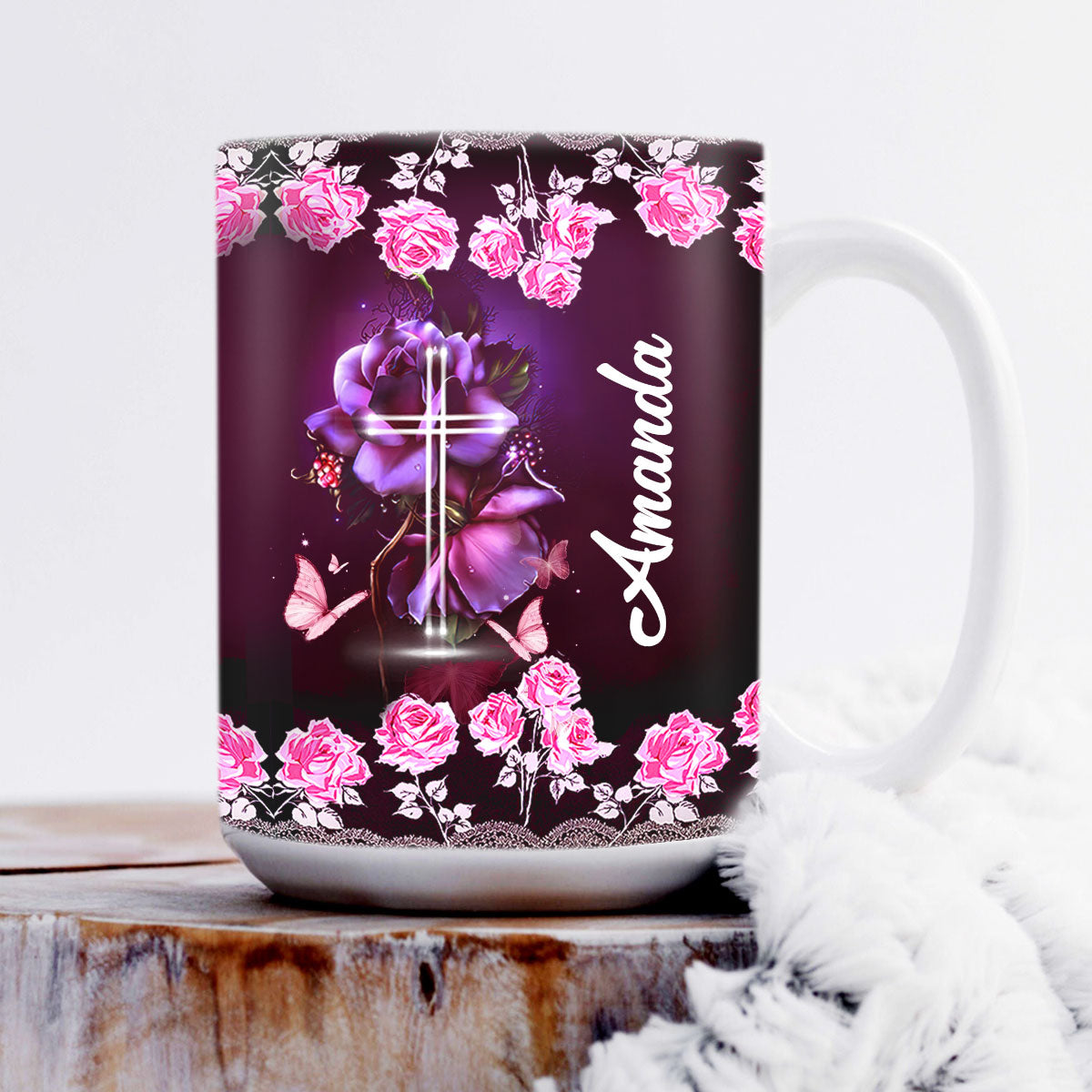 Jesuspirit Personalized Roses White Ceramic Mug | Religion Gift For Christian People | God Calls You His Special Treasure MU1