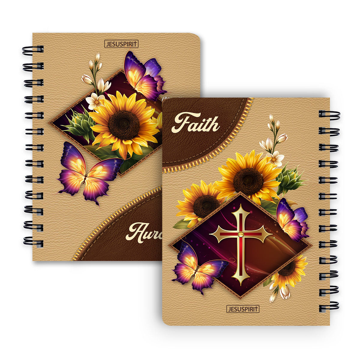 Lovely Personalized Sunflower And Butterfly Spiral Journal I04