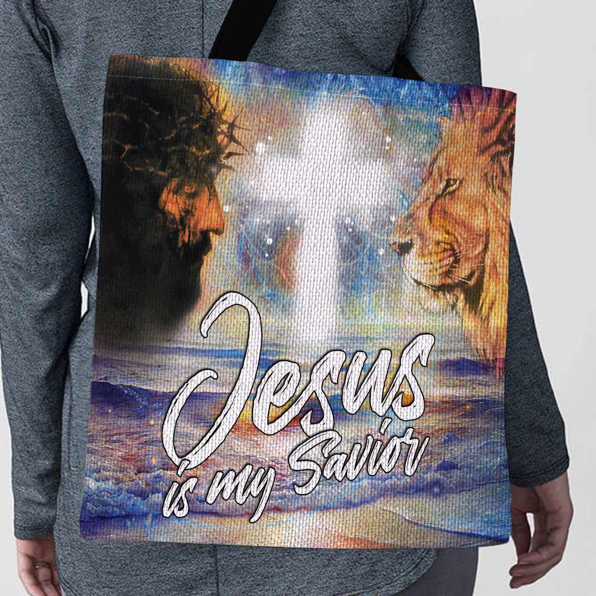 Pretty Lion And Cross Tote Bag - Jesus Is My Savior HO02