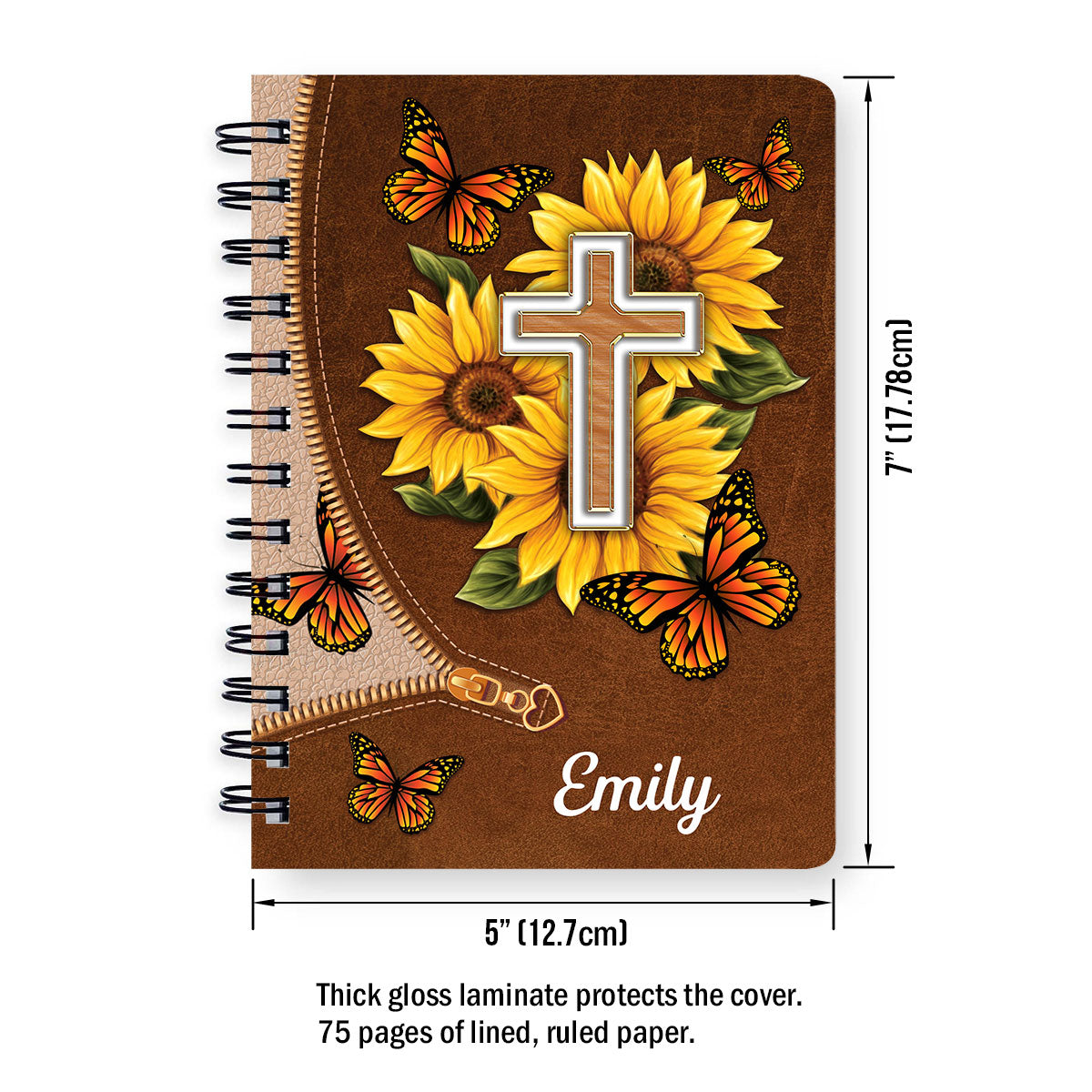 I Will Be Glad And Rejoice In You - Stunning Personalized Sunflower Spiral Journal NUH297