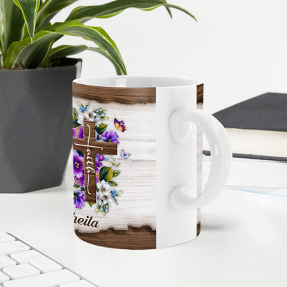Lovely Personalized Flower White Ceramic Mug - I Still Believe In Amazing Grace NUHN145C