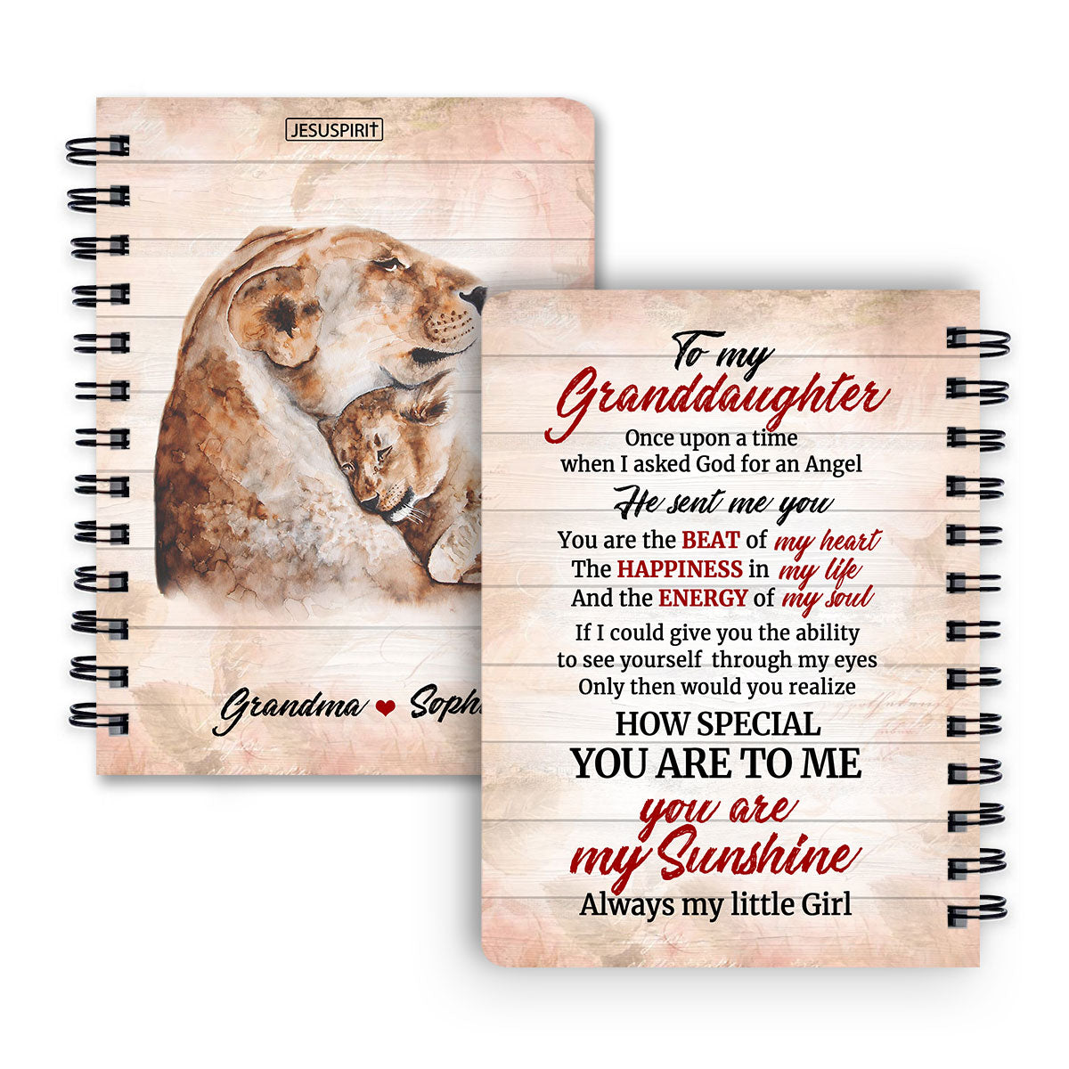 Lovely Personalized Spiral Journal For Granddaughter - You Are My Sunshine NUH217