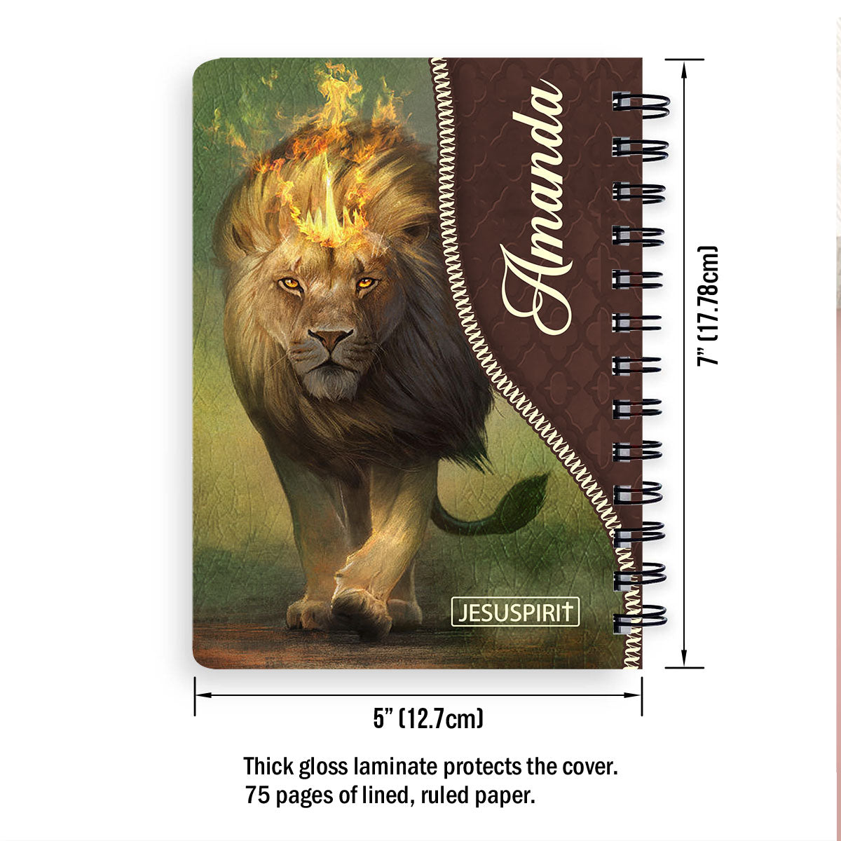 For My God Is With Me And Goes Before Me - Special Personalized Lion Spiral Journal HIM317